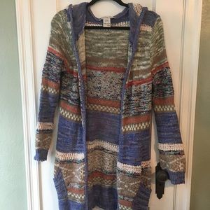American Rag colorful long hooded cardigan